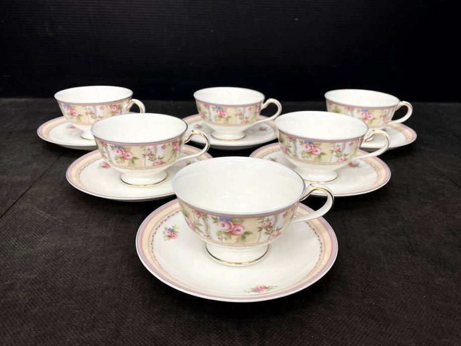 512s8)Noritake ノリタケ ボーンチャイナ カップ&ソーサー ROSE PATIO 