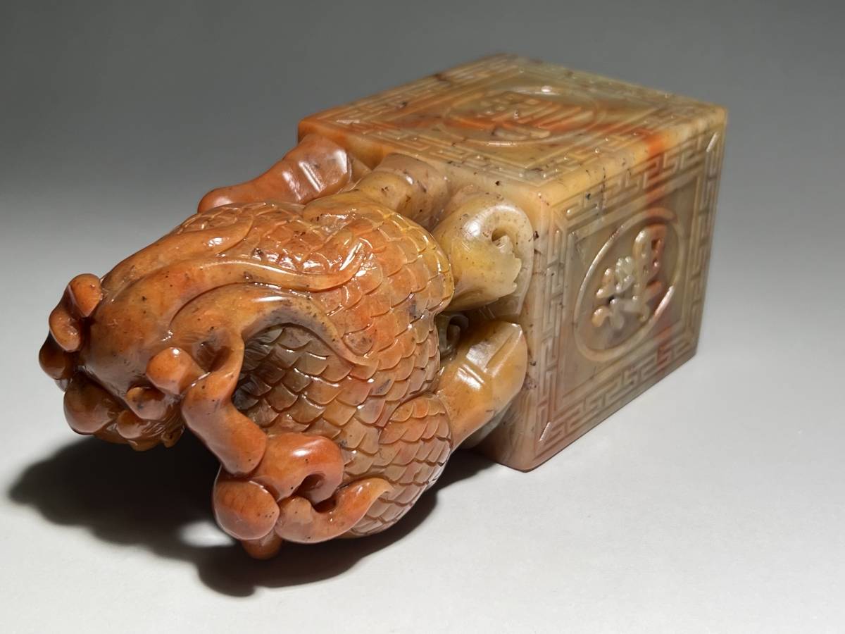 三】中国唐物 清時代 収蔵逸品 壽山石印材 凍石 麒麟彫刻 和田玉