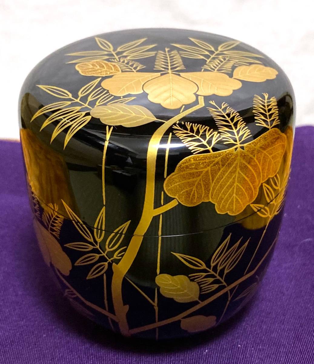 茶道具 大棗 ウ262 芽張柳蒔絵 共箱』漆塗 棗『熊谷秀穂』『