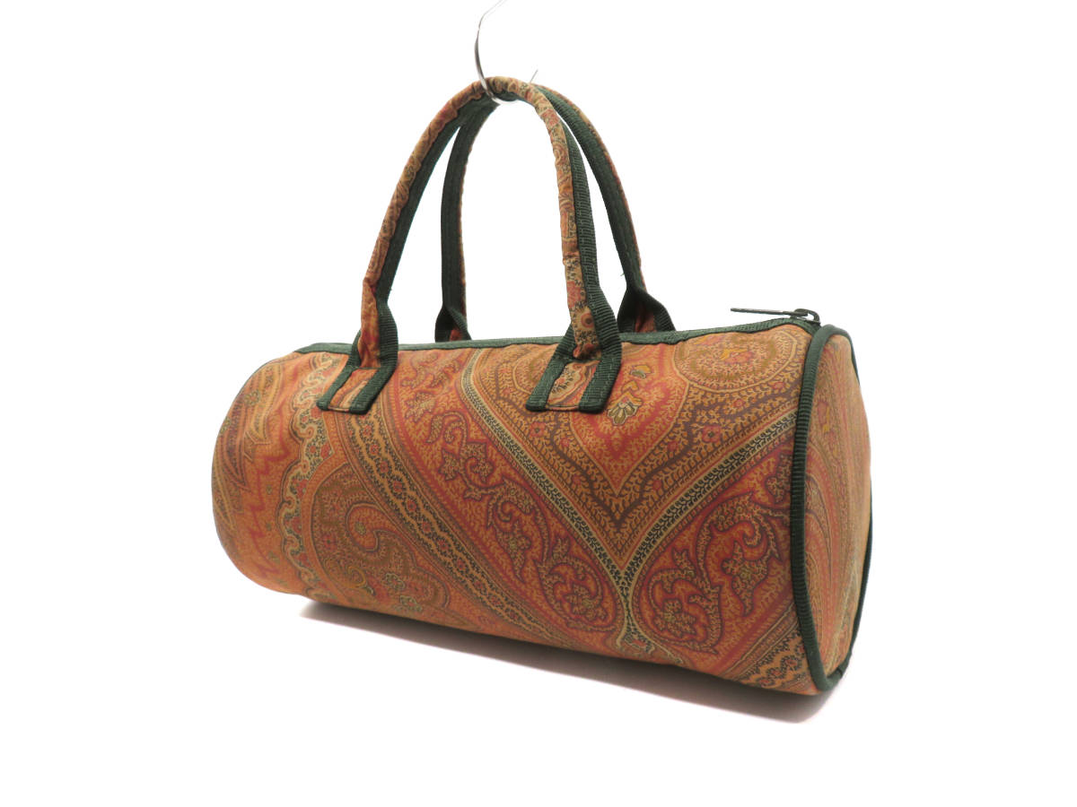 9686 美品 ETRO エトロ ペイズリー 柄 総柄 ロゴ 布 キャンバス 筒型 