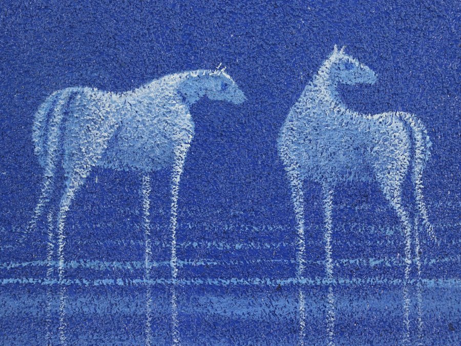 魁◆真作保証 松浦敬文「月の光（馬）」油彩変形8号 板絵油彩画 飛翔会会員 個展多数 白馬と月夜の逸品 ガラス額装 箱　