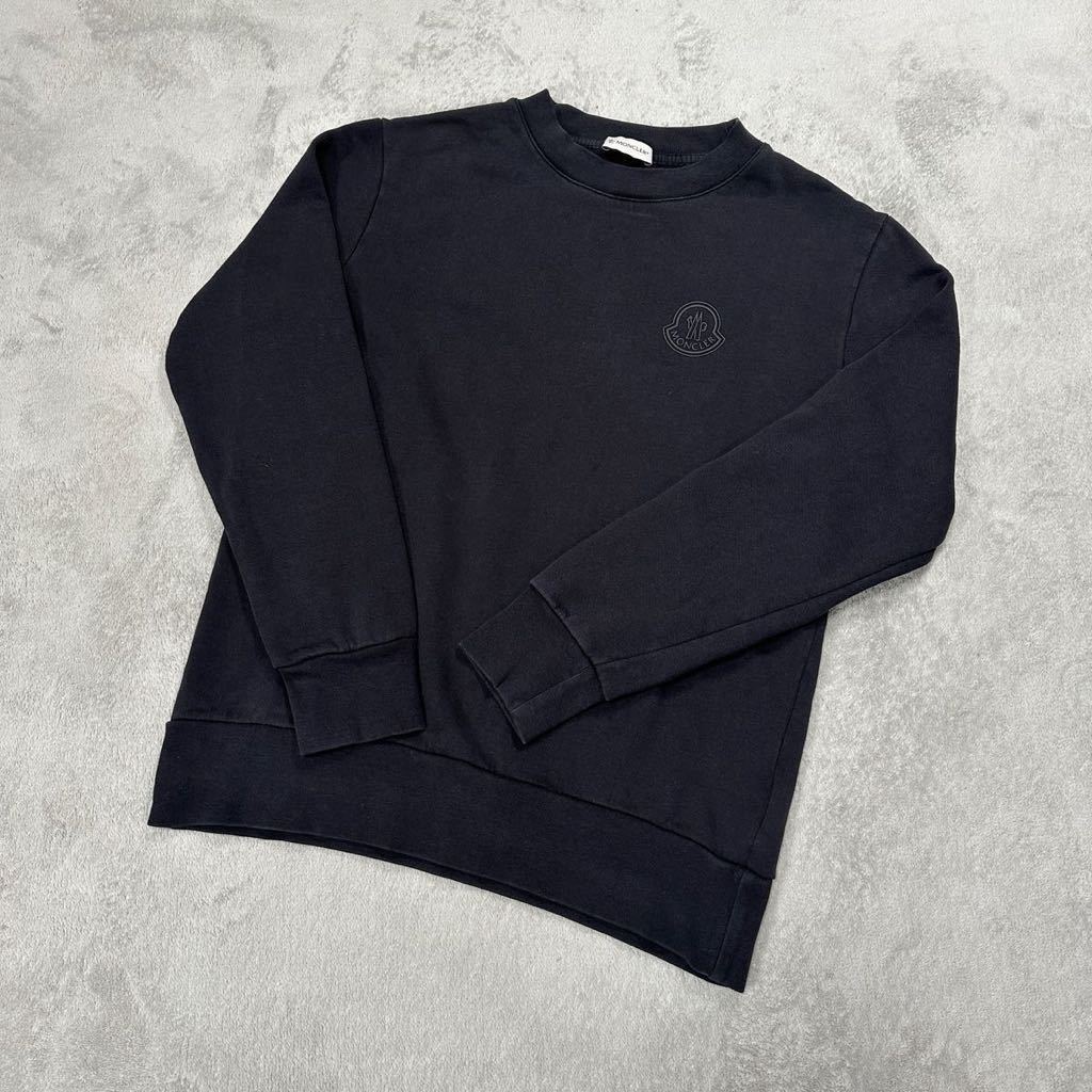 1円〜　MONCLER モンクレール　スウェットトレーナー　ワンポイントロゴ　バッグブラックロゴ　ブラック　Sサイズ