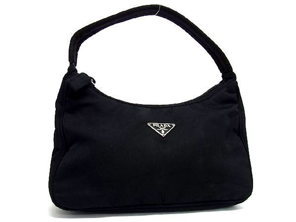 1円 ■美品■ PRADA プラダ テスートナイロン ワンハンドル ハンドバッグ ミニバッグ レディース ブラック系 AM2024
