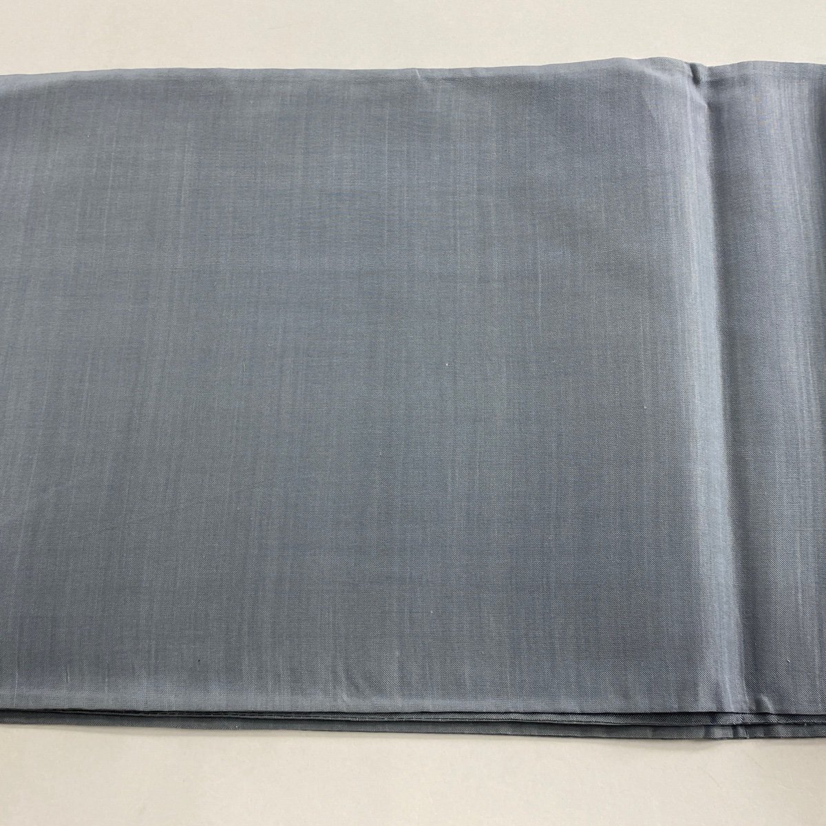 袋帯 名品 七宝華文 花唐草 金糸 青灰色 お太鼓柄 正絹 【中古 