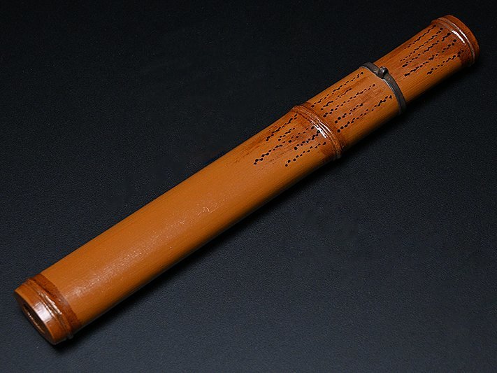 はし一 作 倣竹塗 煙管筒 y052312 】橋本 市蔵 提物 印籠 根付