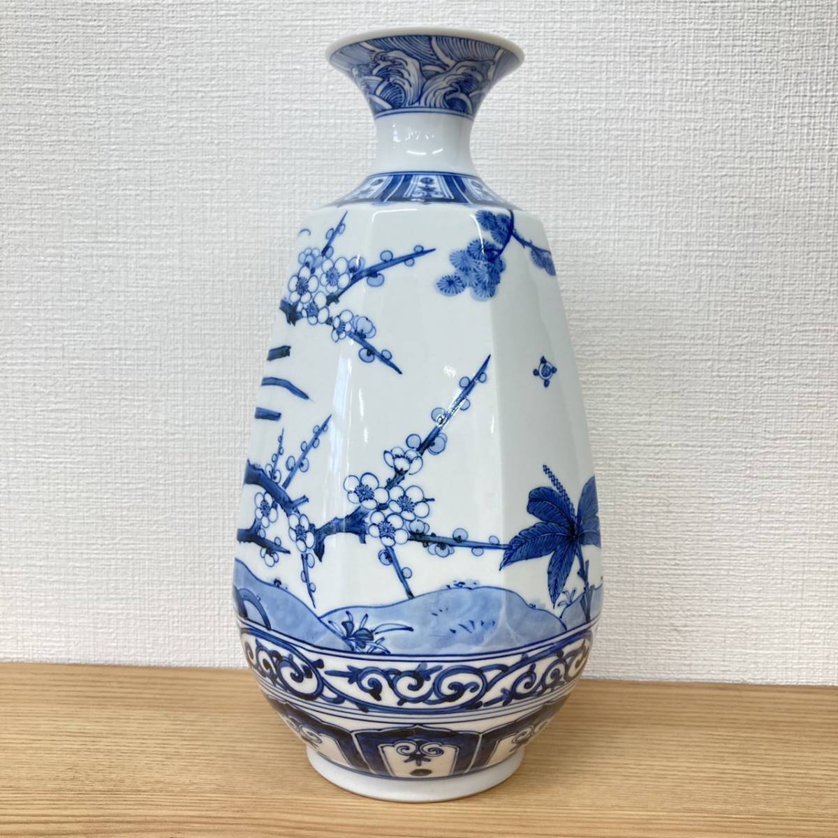 九谷焼 山本長左 花入 花瓶 壺 フラワーベース ブルー 山本長左 花瓶