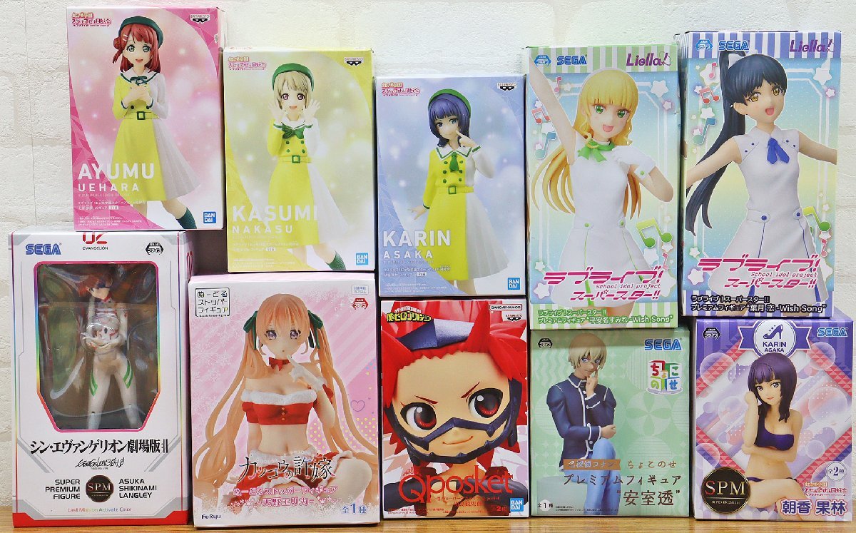 M◎未使用品◎『フィギュア 10点セット』 ラブライブ!/エヴァ/カッコウ/ヒロアカ/コナン 上原歩夢/中須かすみ/朝香果林/平安名すみれ他