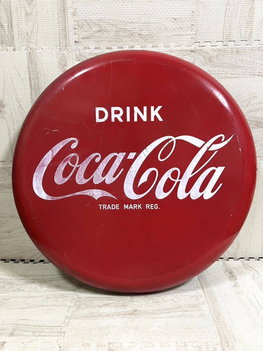 コカ・コーラ 昭和レトロ ホーロー看板 当時物 CocaCola 丸型琺瑯看板