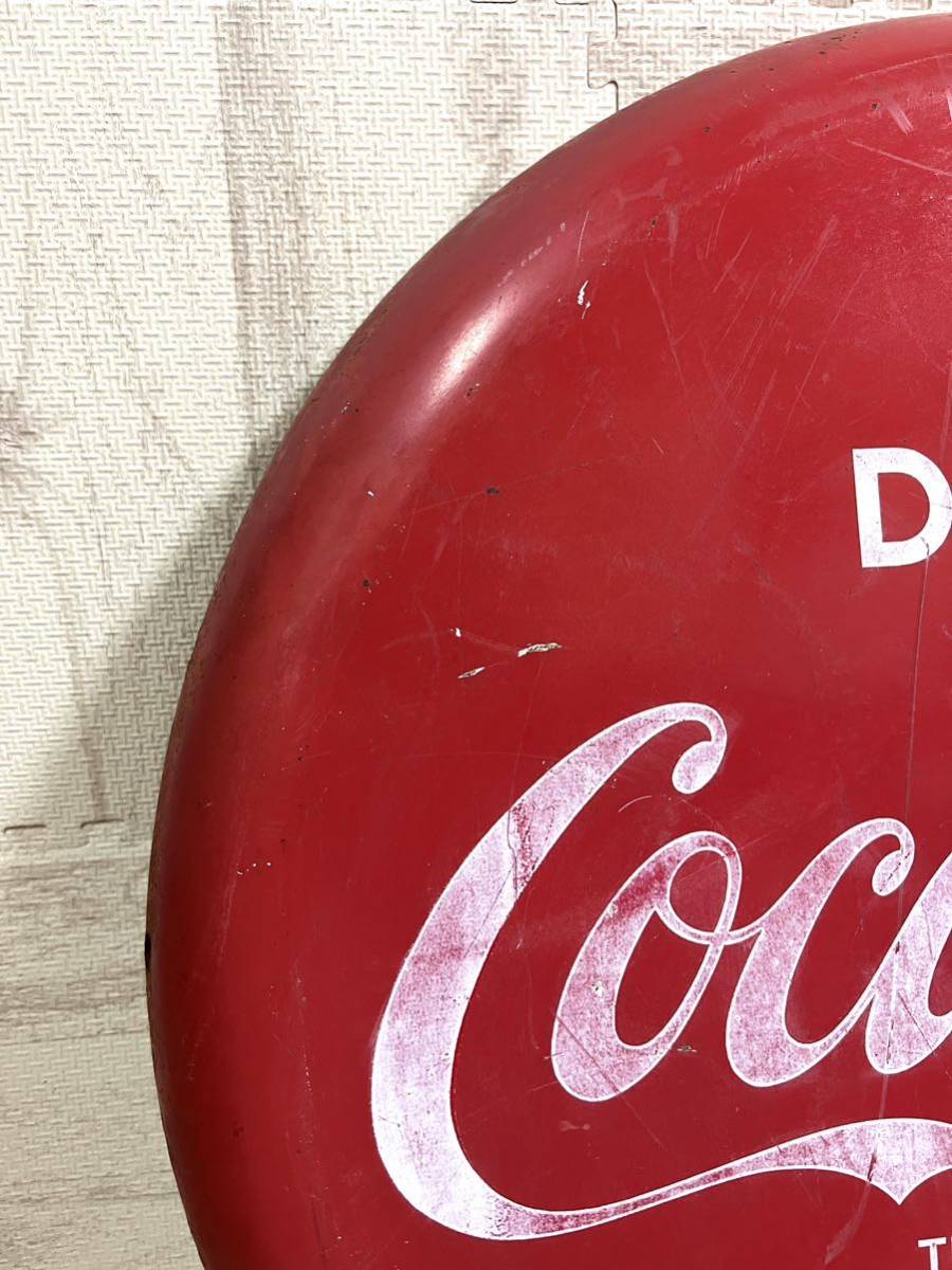 コカ・コーラ 昭和レトロ ホーロー看板 当時物 CocaCola 丸型琺瑯看板 約直径61ｃｍ