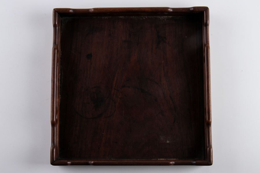 煎茶道具 唐木 紫檀 透かし彫細工 煎茶盆 角盆 15821 古美術 骨董 古玩 