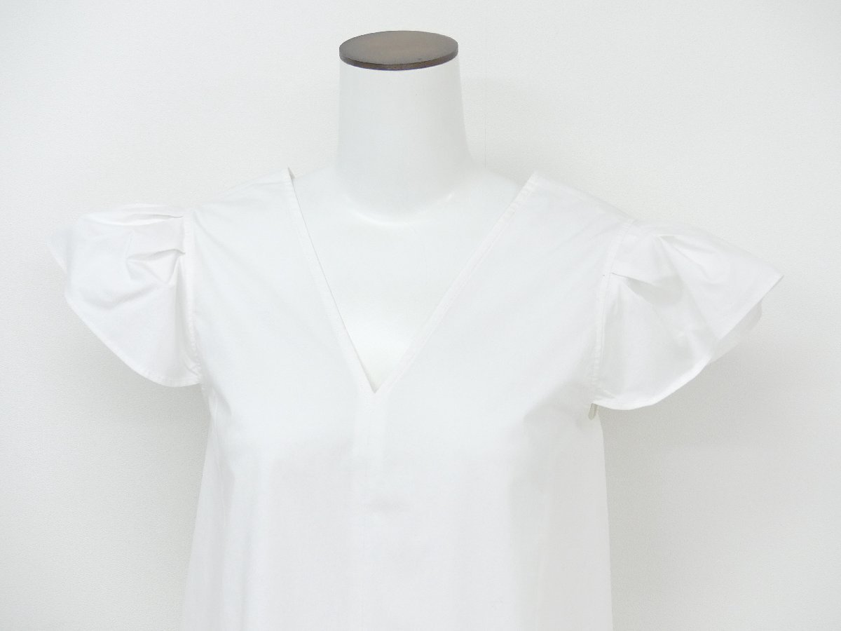 美品ヨーコチャン☆バックギャザートップス 近年 白 半袖ブラウス 36