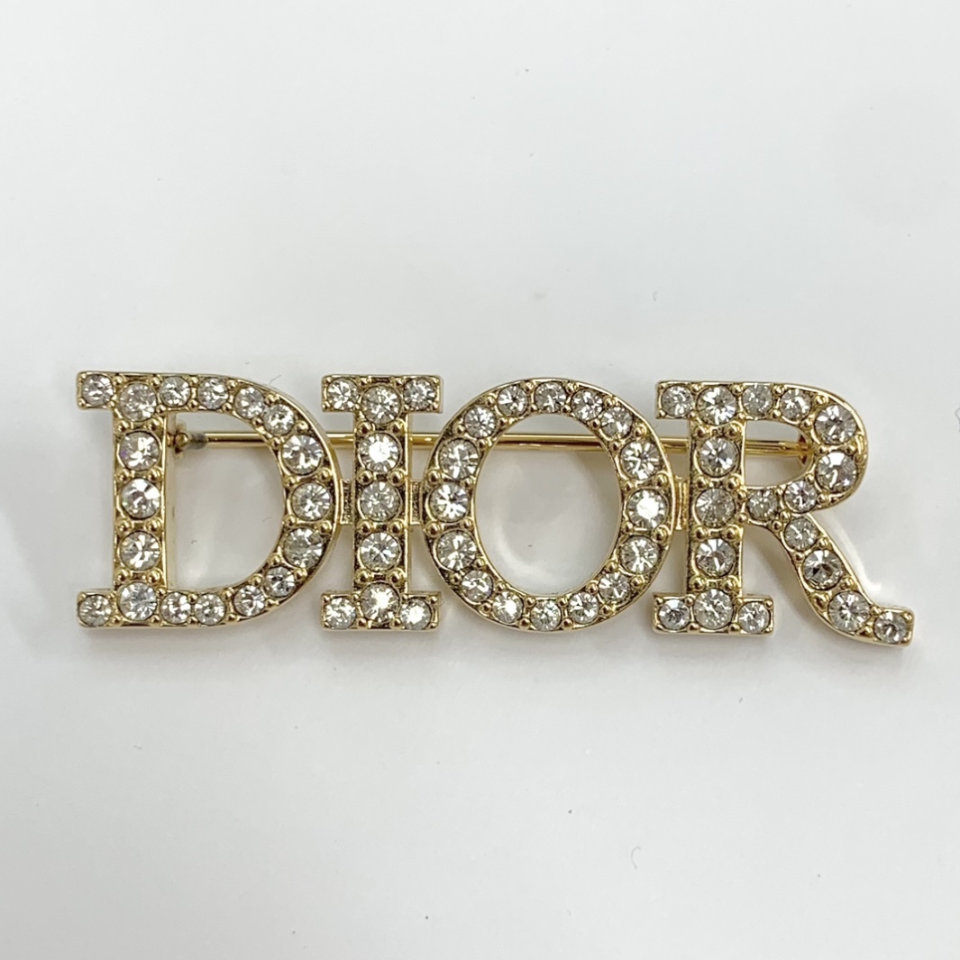 ディオール DIOR ロゴ ブローチ Christian Dior 6789 クリスチャンディオール ロゴ ラインストーン