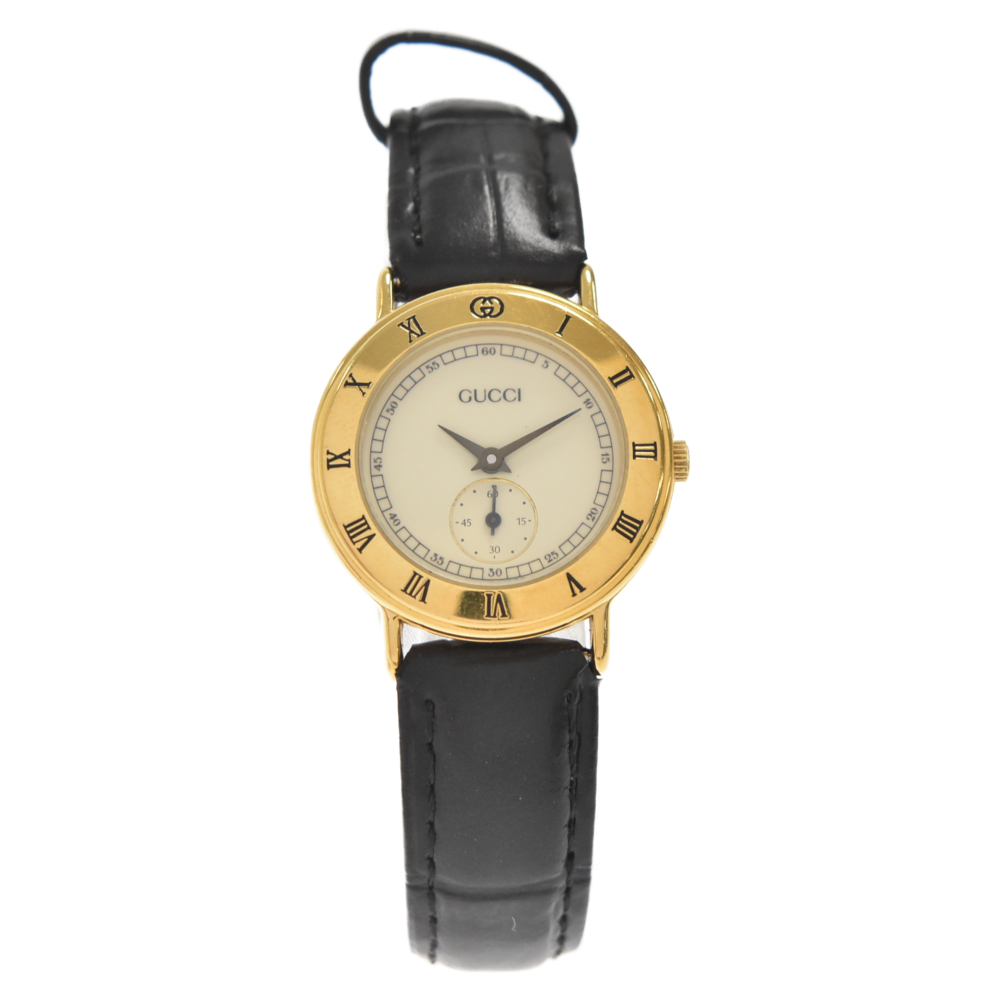 グッチ 3000.2.L ヴィンテージ クォーツ 腕時計 ブラック/ゴールド