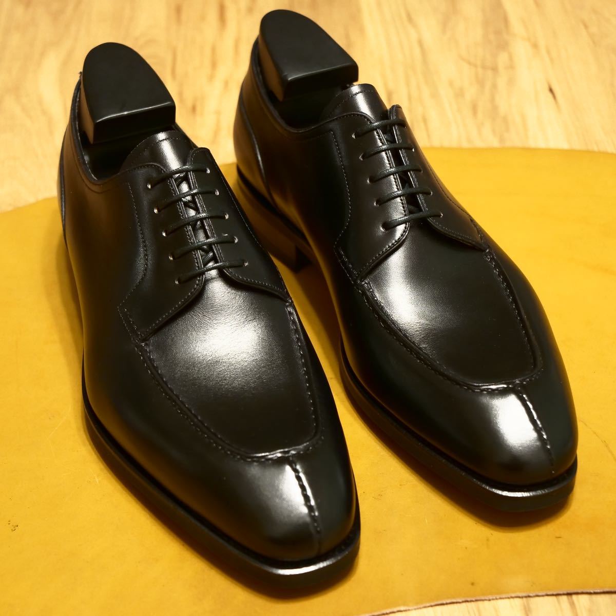 《新品/スペイン製》CARMINA カルミナ デマスカブレレザー レインラスト UK6.5 ブラック エプロンフロントダービー ビジネスシューズ 革靴