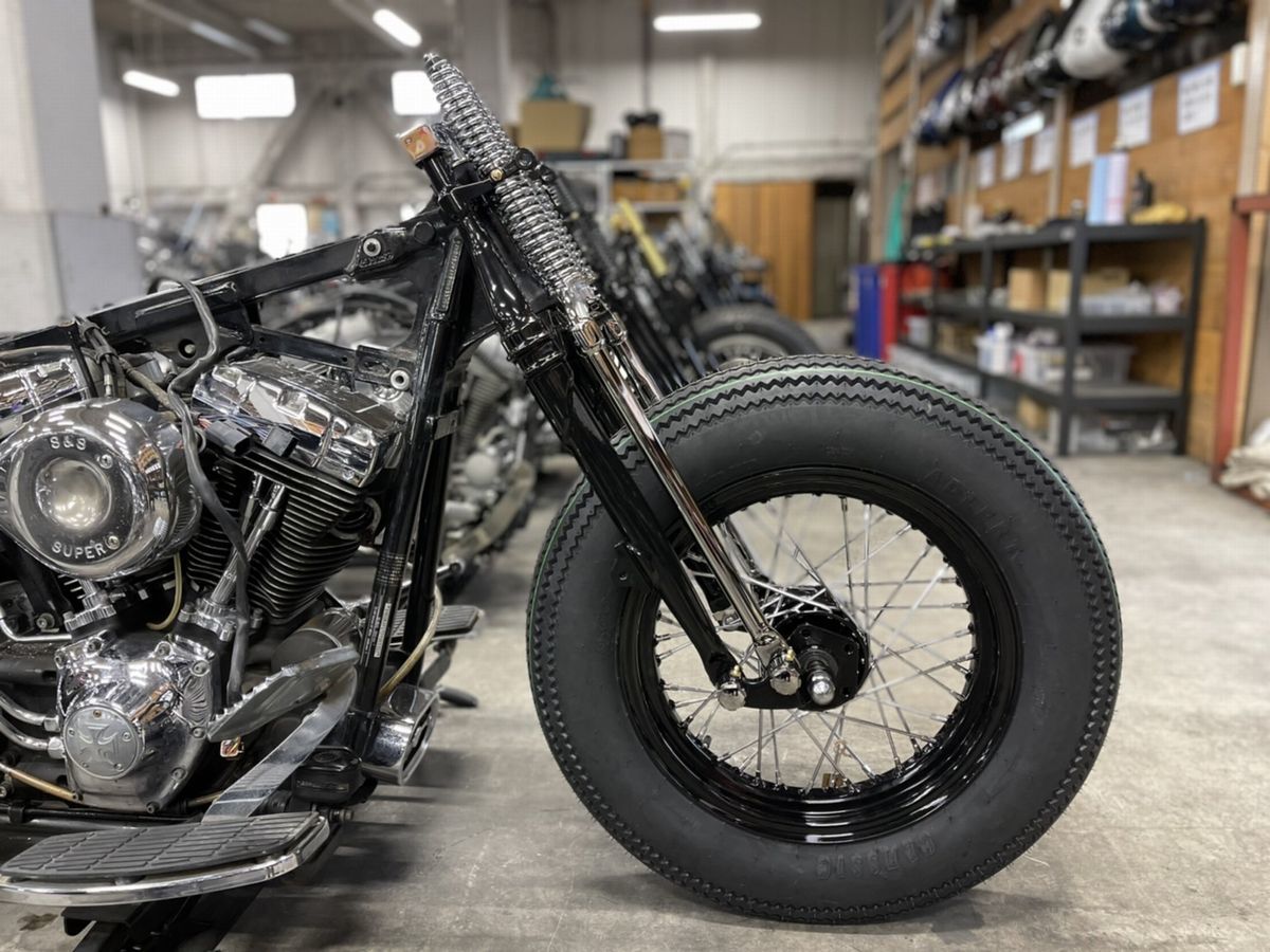 ダミースプリンガーフォークステーインスタからの購入専用 業界最安値】74スプリンガーフォーク19“ ハーレー・ショベル・パン