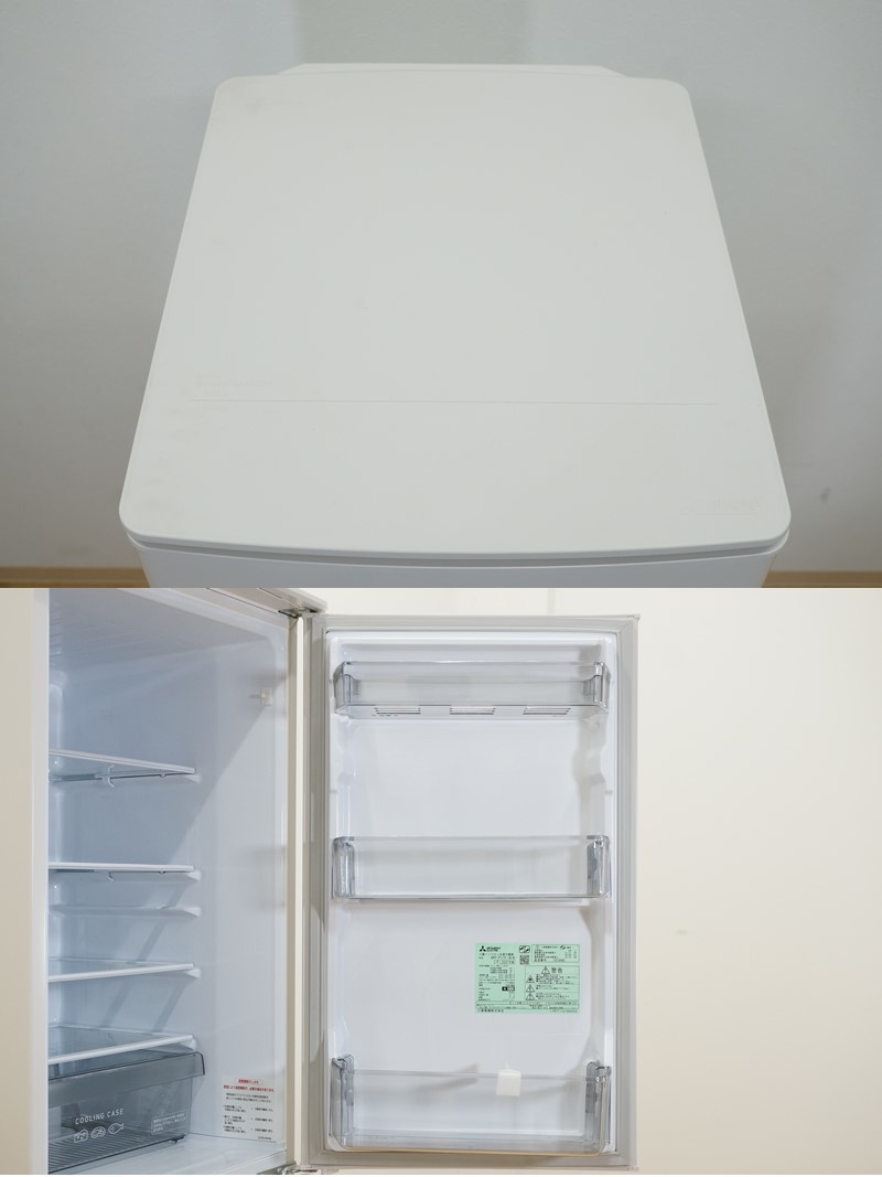 前ダ:【三菱】2ドア 冷凍冷蔵庫 168L MR-P17F-W 2020年 マットホワイト フルフラットトップテーブル 大容量ドアポケット ★送料無料★ 冷蔵庫 168L 三菱電機 [168L &frasl;2ドア &frasl;右開き