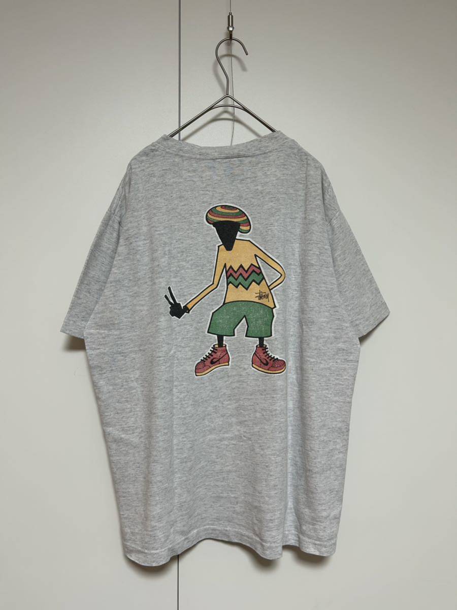 80s STUSSY ステューシー USA製 ラスタマン プリントTシャツ M 黒タグ 