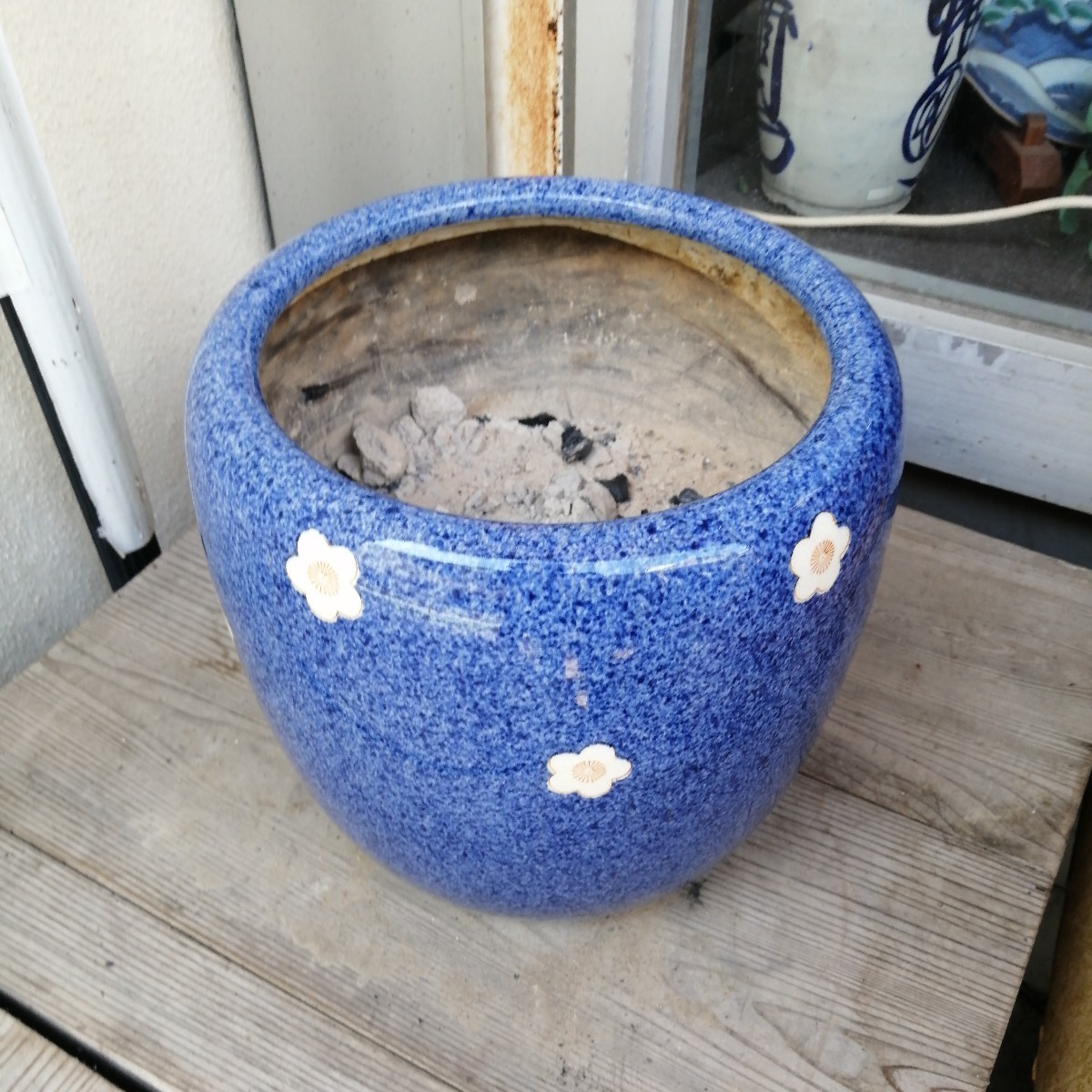 火鉢 梅 メダカ 金魚 睡蓮鉢 骨董 アンティーク 火鉢 骨董 睡蓮鉢