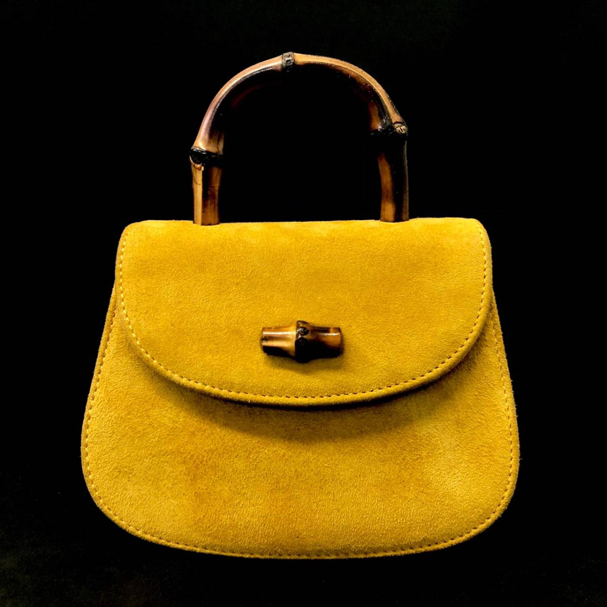 BEm185R 60 GUCCI グッチ バンブー 2way ショルダーバッグ イエロー 