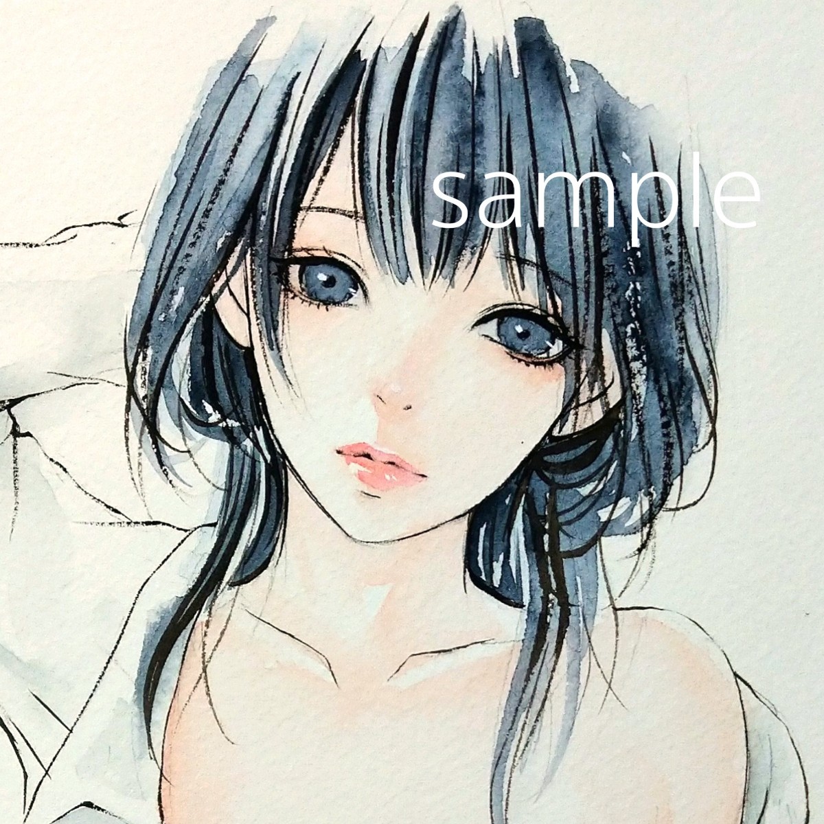 肉筆原画 美人画 水彩画 手描きイラスト 絵画 ドローイング ヌード