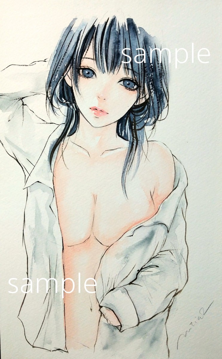 肉筆原画 手描きイラスト 水彩画 グラビア セクシー ヌード 美人画
