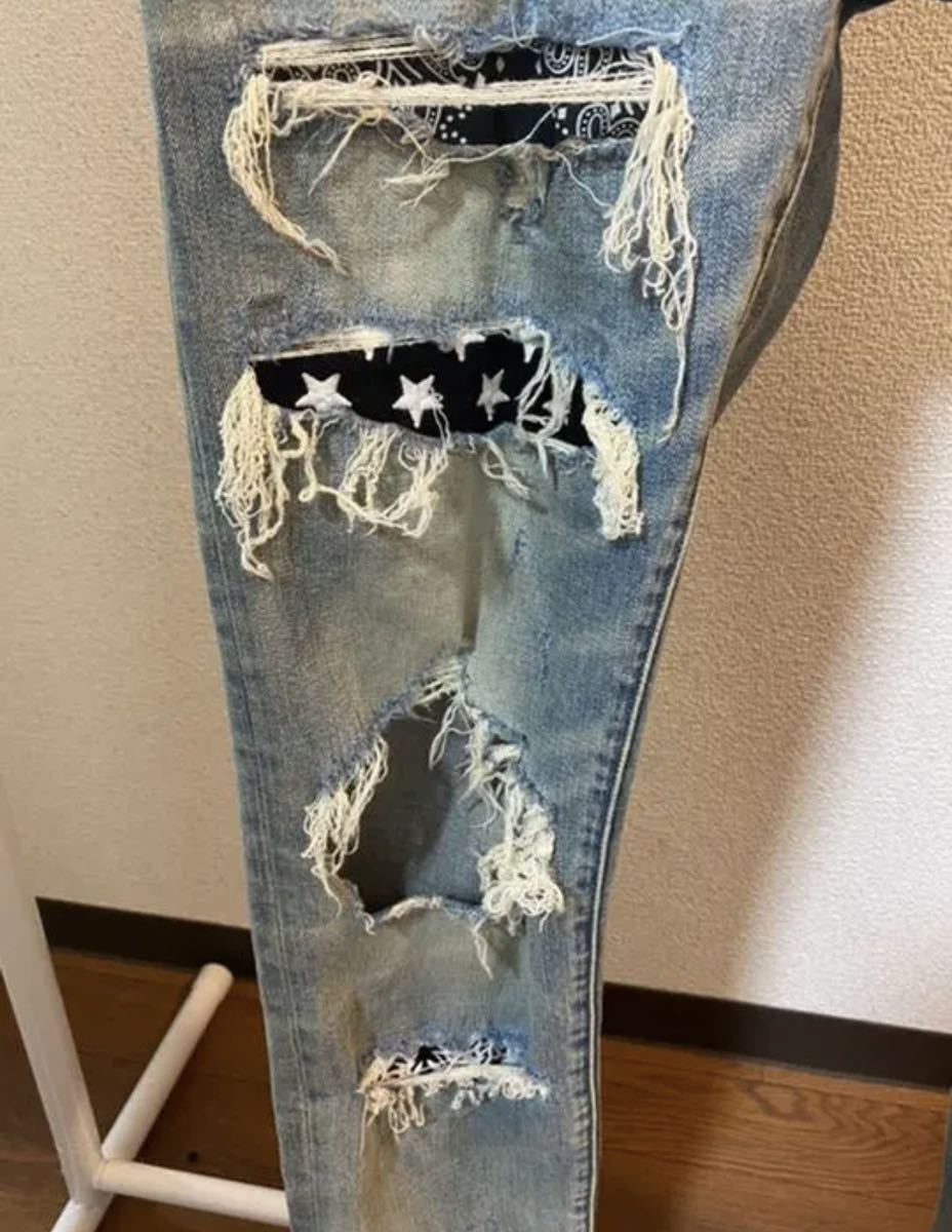 amiri アミリ アートパッチデニム バンダナ パンツ キムタク着 