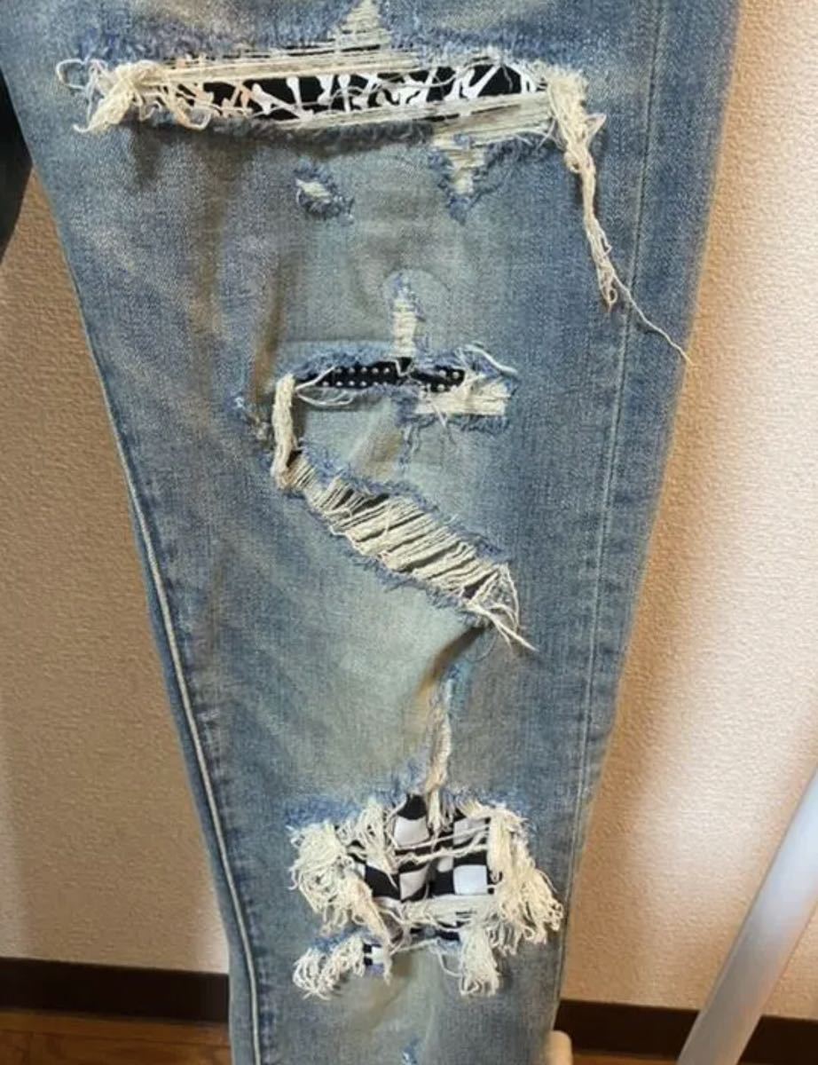 amiri アミリ アートパッチデニム バンダナ パンツ キムタク着