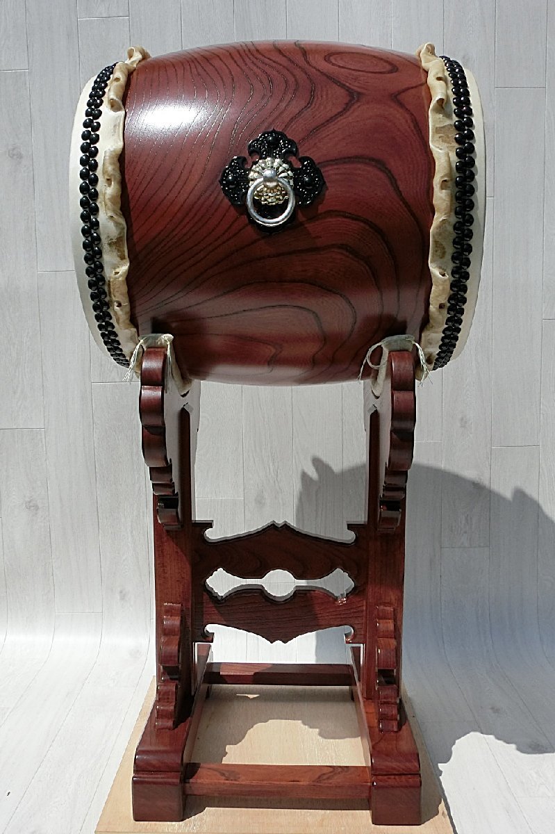 □稀少奉納用太鼓□本欅1尺7寸長胴宮太鼓(鼓面径51cm）□総欅専用 