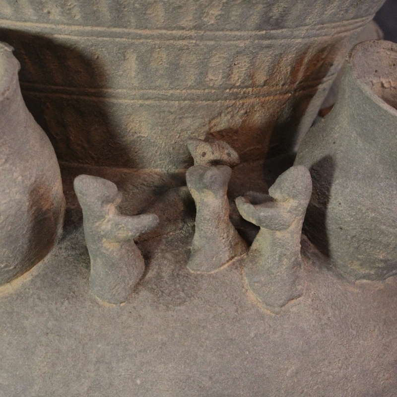 ☆特大 須恵器 子持装飾付脚付壺 高さ約40.5㎝ 検：土師器 新羅土器