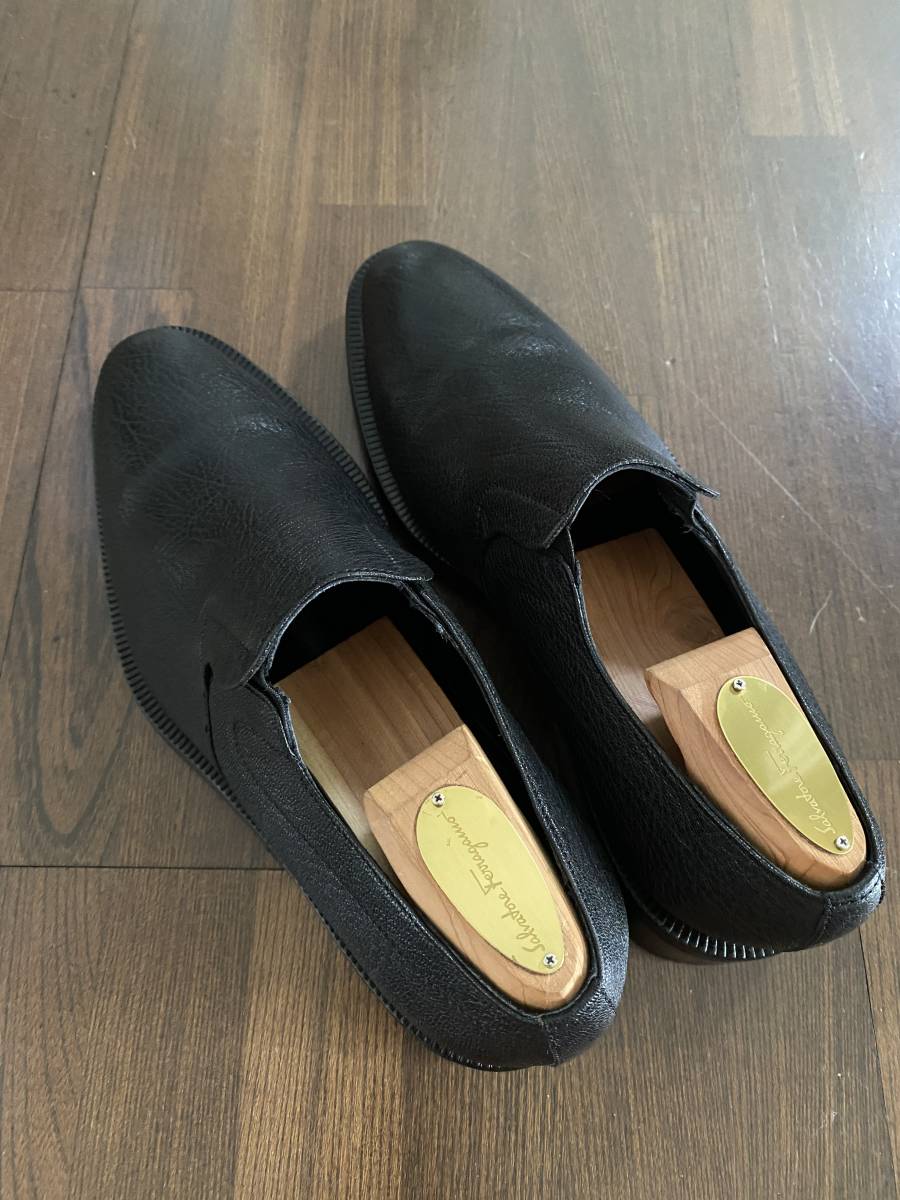 美品【ジョルジオアルマーニ】GIORGIO ARMANI 靴 26cm 黒 スリッポン ローファー ビジネスシューズ 男性用 メンズ 41