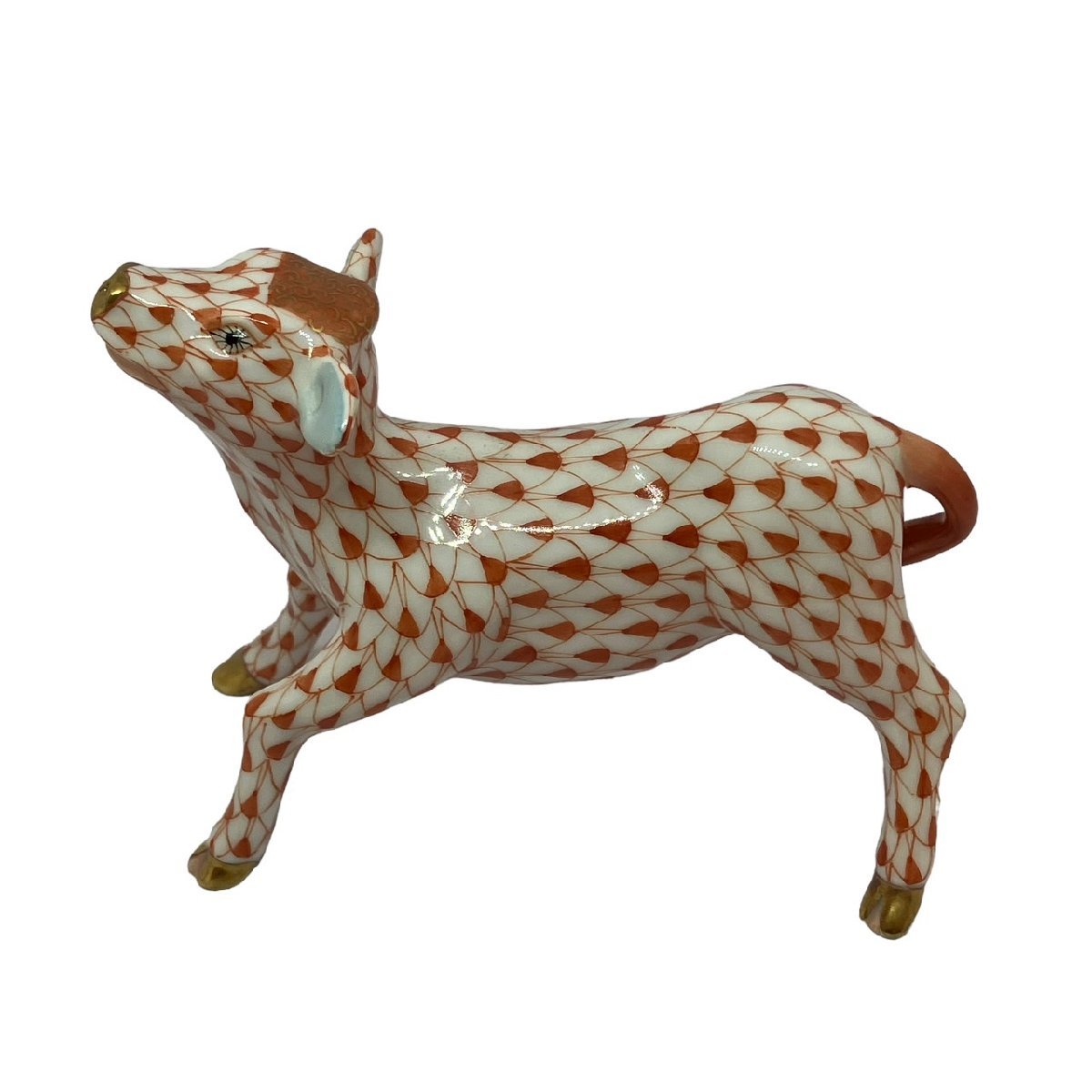 ☆HEREND ヘレンド 干支 丑年 仔牛 ウシ 1997年 フィッシュネット 1998