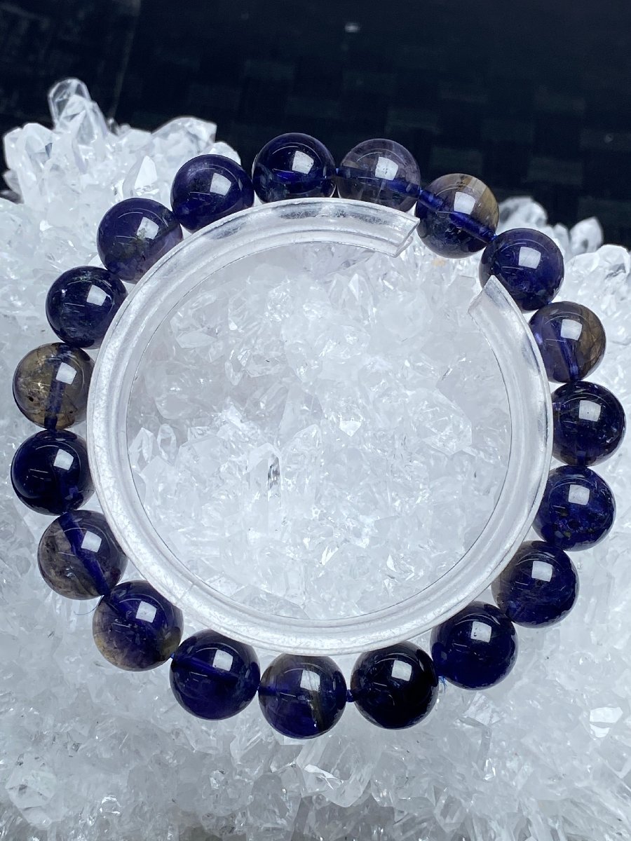 1017c388 天然石★【20Aアイオライト】★ブレス 10.5-11mm（新品）