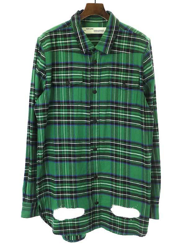 OFF-WHITE オフホワイト 17SS DIAG SPRAY CHECK SHIRT ロゴプリント