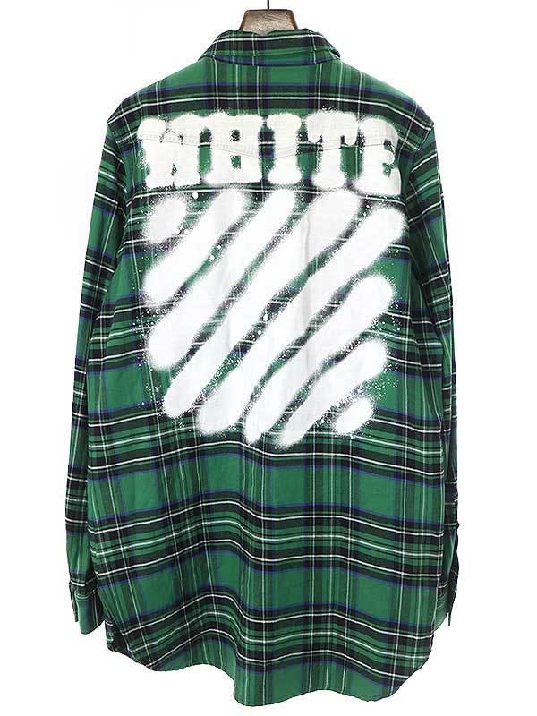 OFF-WHITE オフホワイト 17SS DIAG SPRAY CHECK SHIRT ロゴプリント 