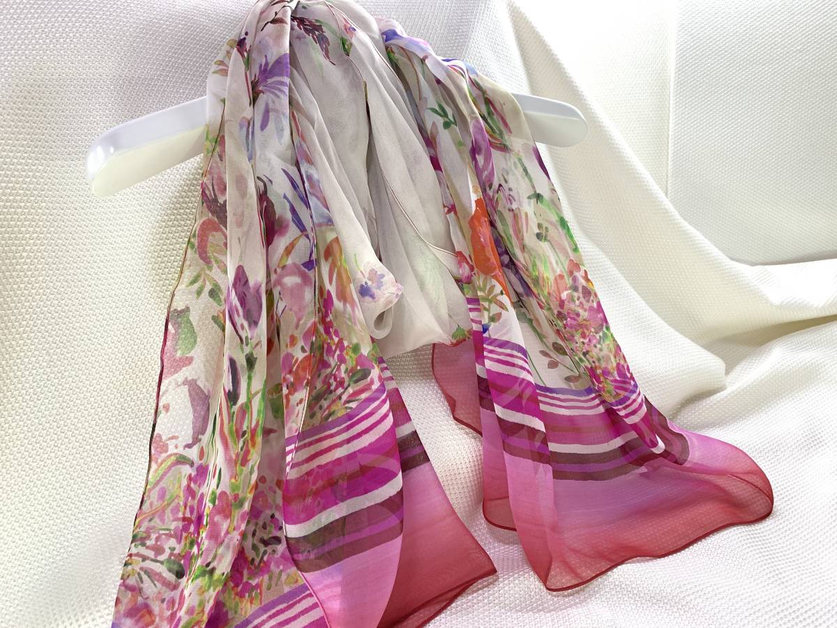 新品30.800円センソユニコ・ITALY・インポート★ストールBIGフラワーsilk100elegant