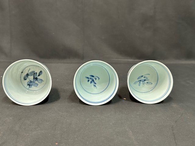 時代物 京都市内 旧家蔵出し コレクター品 蕎麦猪口 伝統和柄 菊松兎柄 
