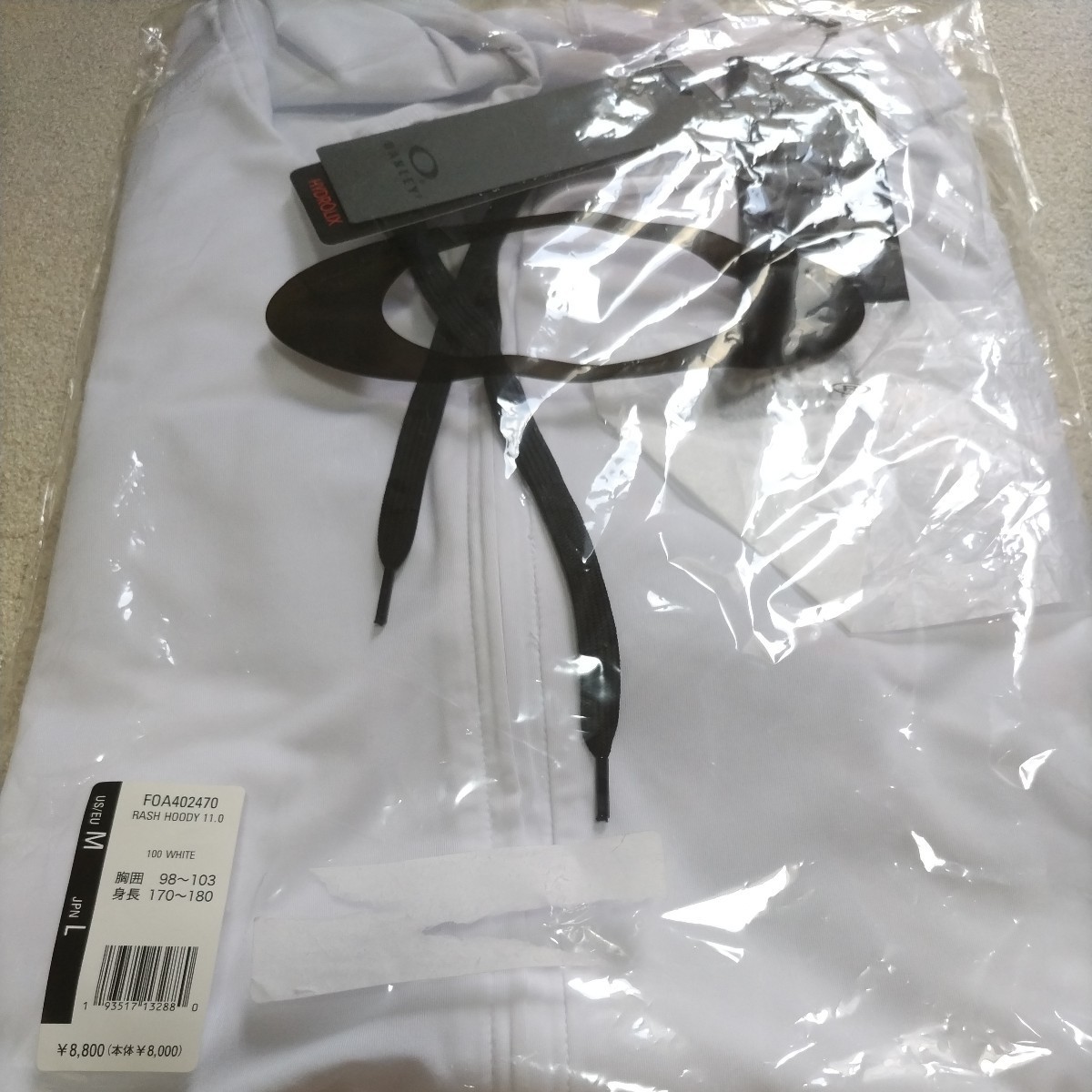 【新品未使用】OAKLEY RASH HOODY オークリーラッシュフーディ★ラッシュガード★ホワイト★Lサイズ★バードプリント吸汗速乾UPF50★１円