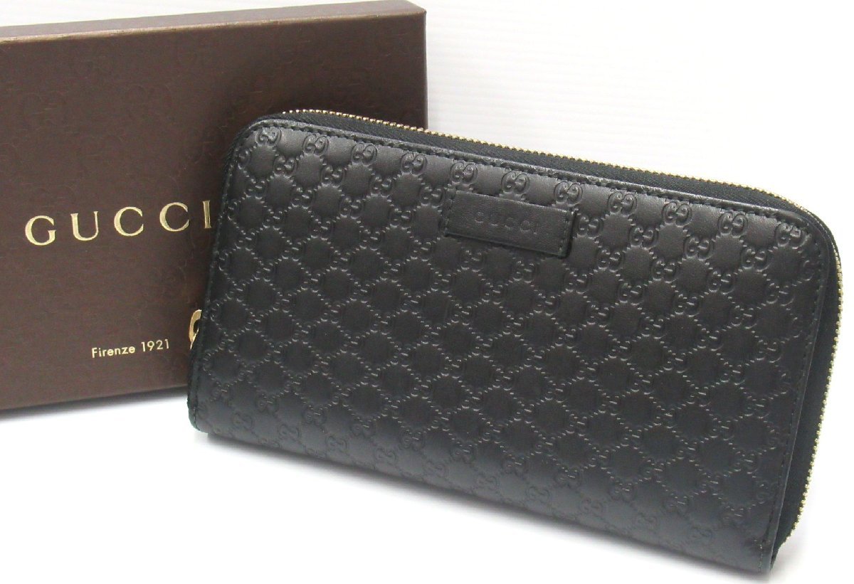 □ほぼ未使用品 GUCCI グッチ 長財布 マイクロ GG柄 ラウンド 