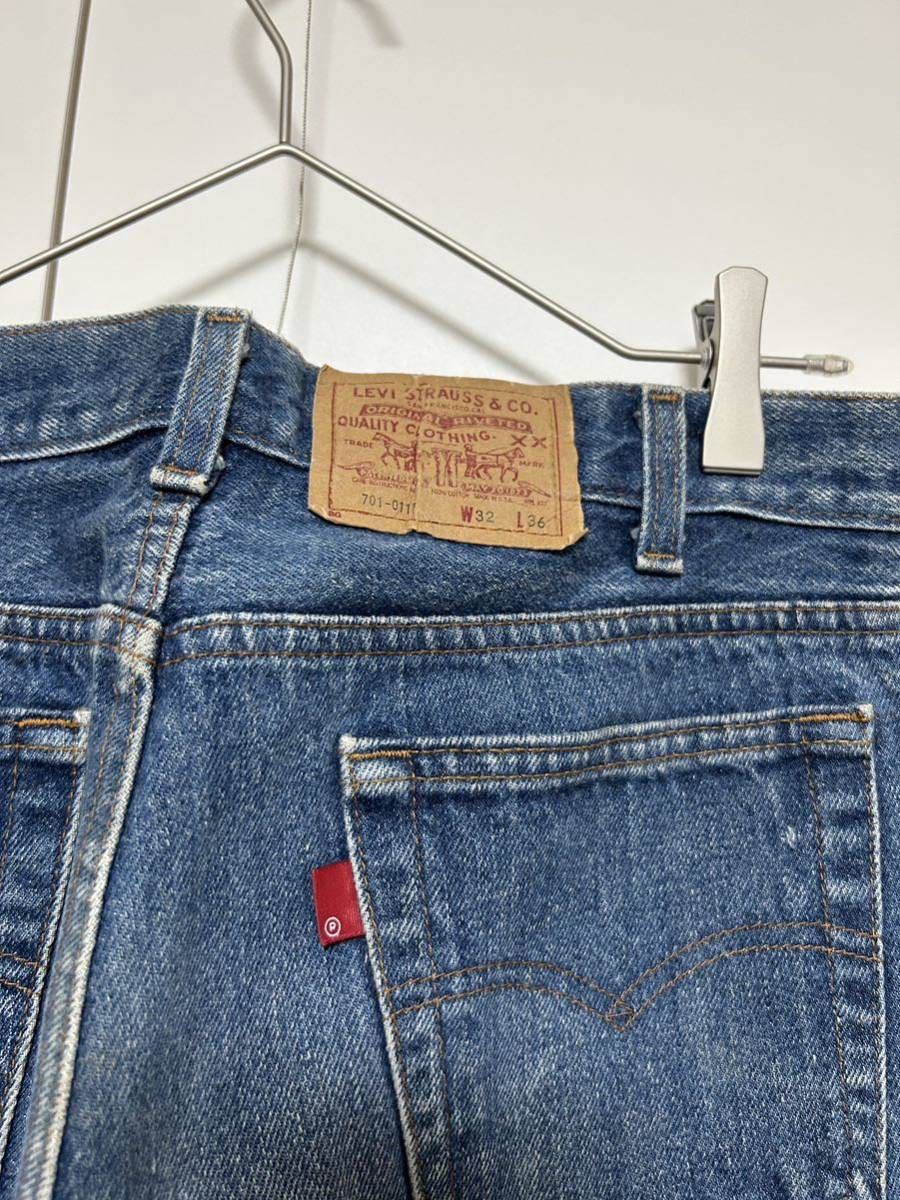 80s リーバイス 701 USA製 デニムパンツ w32 良色落ち サークルR 脇割 
