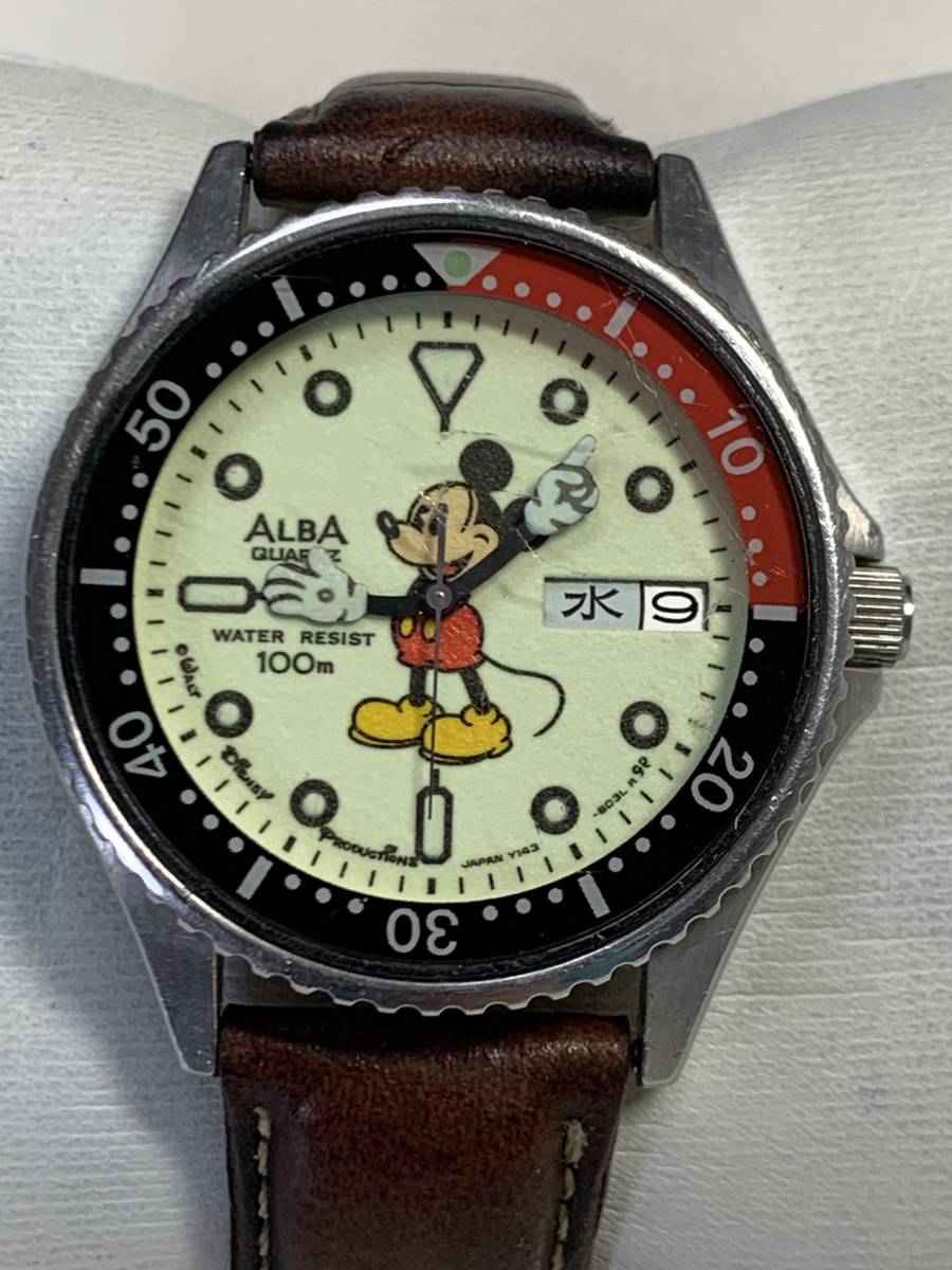B284 腕時計 SEIKO/セイコー ALBA/アルバ Y143-602A ミッキーマウス