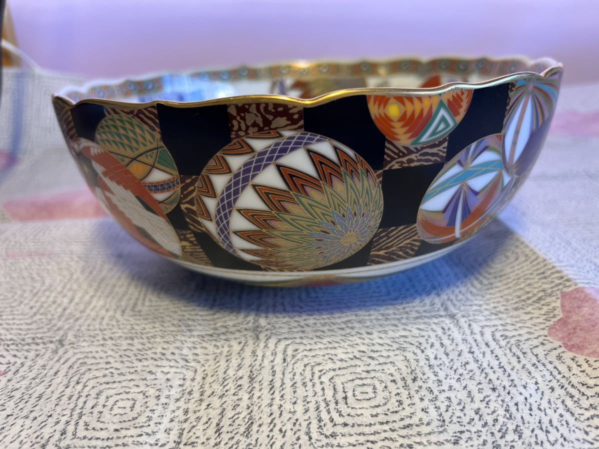 古伊万里 金彩 染錦 色絵 庫山窯 大鉢 菓子鉢 美術品 日本陶芸 高級感