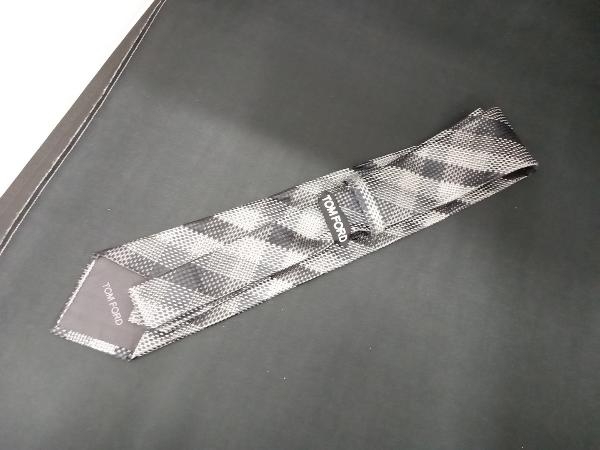 TOM FORD ネクタイ トムフォード レジメンタルタイ ブラック モノクロ