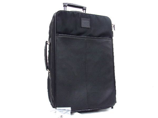 コーチ キャリーケース スーツケース 2輪 レザー ナイロン ブラック