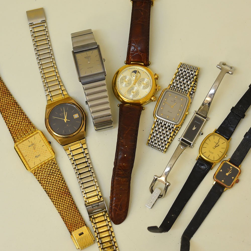 1円 可動品 腕時計 8本 ラドー グッチ ウォルサム 等 他 クォーツ メンズ レディース 電池交換済み まとめて 同梱不可