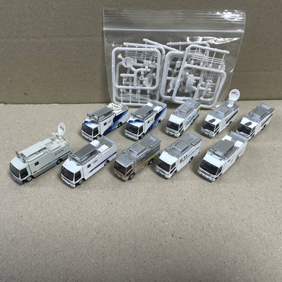 BANDAI ワーキングビークル テレビ中継車 箱無 1/150 Nゲージ NHK TBS 日テレ フジテレビ テレビ朝日 テレ東 MX HTB トミーテック トラコレ