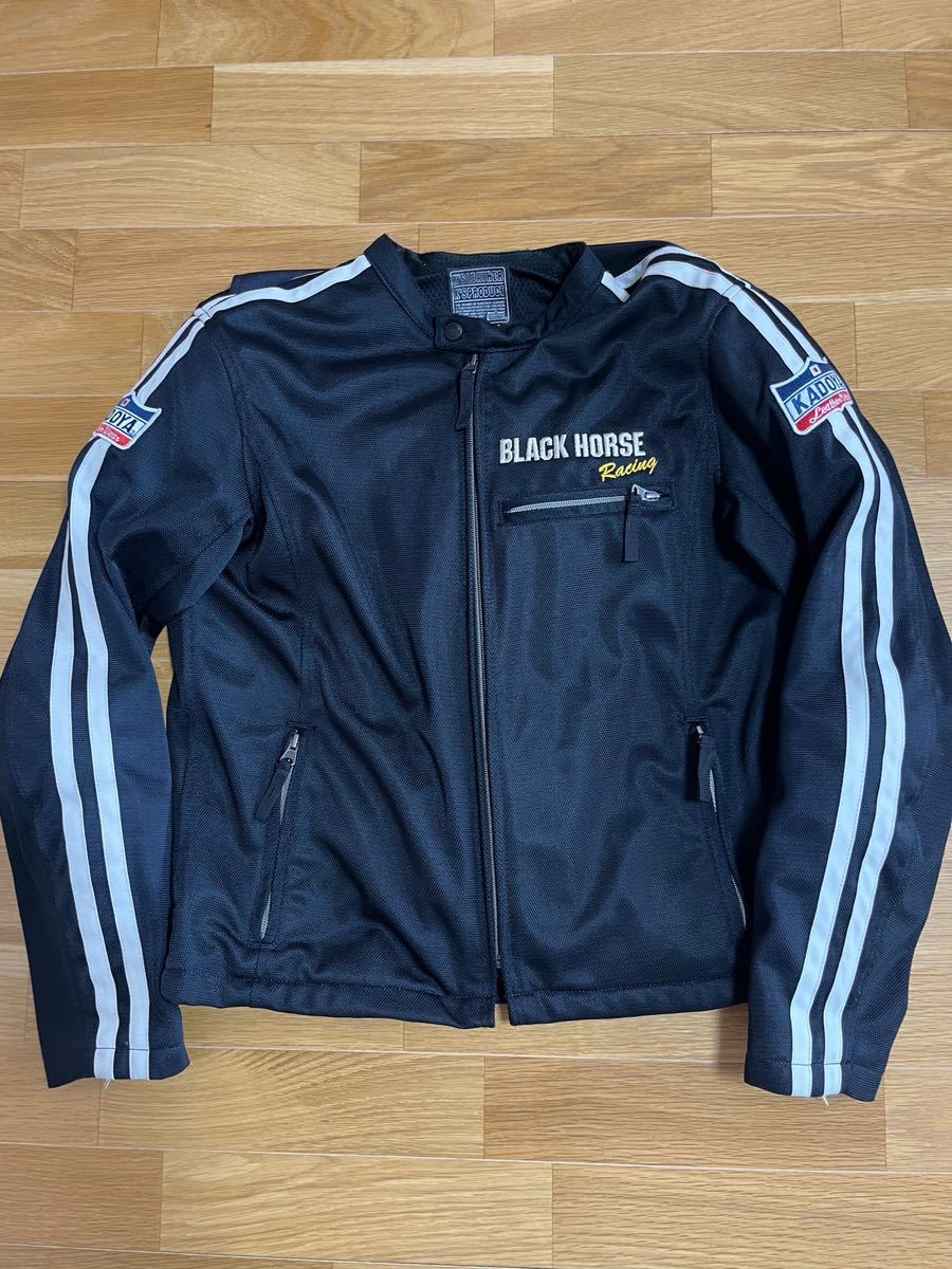 KADOYAカドヤ メッシュジャケットBLACKHORSE KADOYA HORSE BLACK M ライダースジャケット -