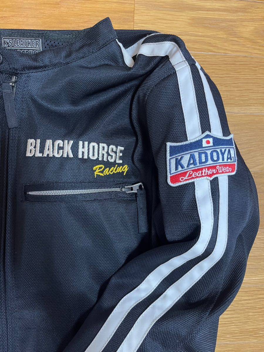 KADOYAカドヤ メッシュジャケットBLACKHORSE KADOYA HORSE BLACK M ライダースジャケット -