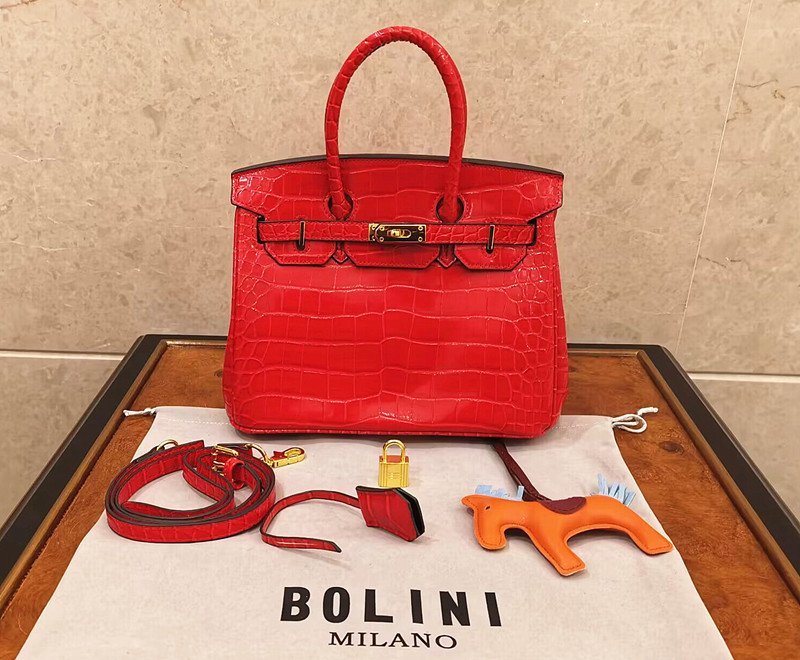 高級逸品28万◇イタリア・ミラノ発*BOLINI 最上級牛革・クロコダイル  