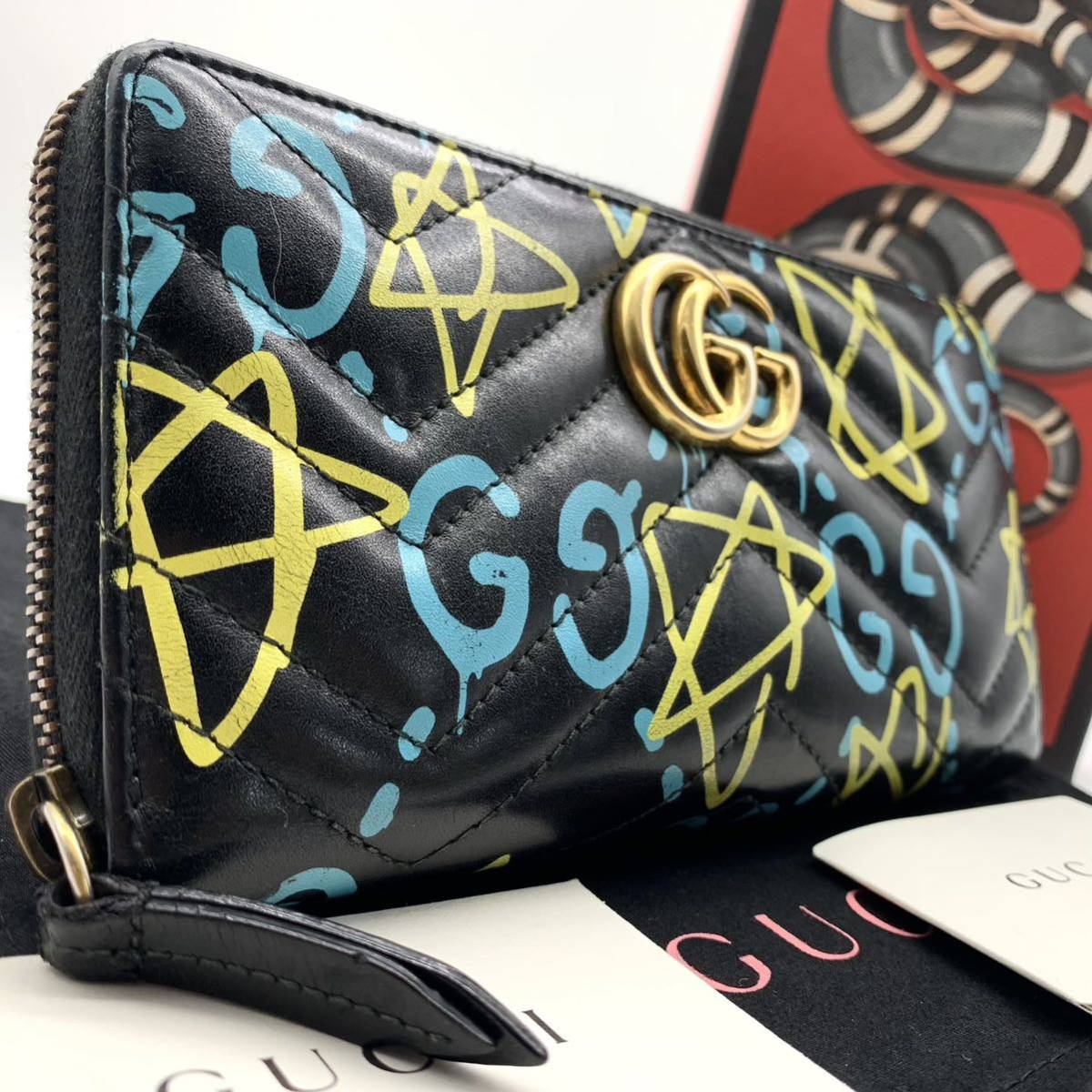 ラウンドファスナー 長財布 グッチ GUCCI GGマーモント ラウンド GUCCI 