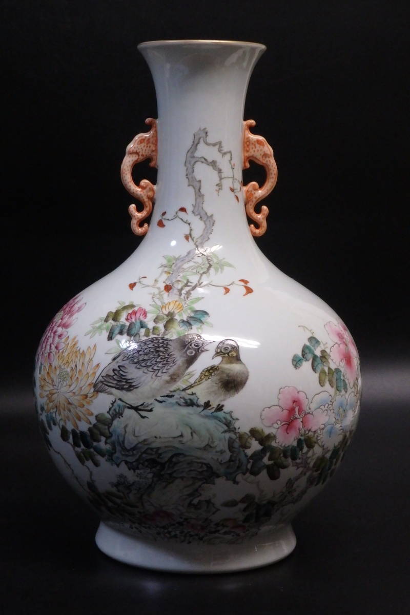 中国 乾隆年製 景徳鎮 染付花瓶 官窯唐物 古美術品 骨董 コレクション